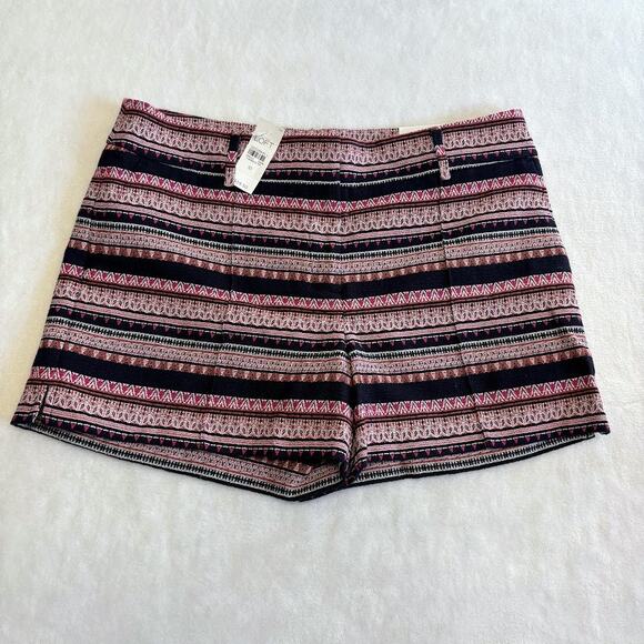 LOFT Jacquard Knit Riviera Shorts(2) Aztec Geometric Pattern Navy Pink Size 10 - Picture 3 of 16
